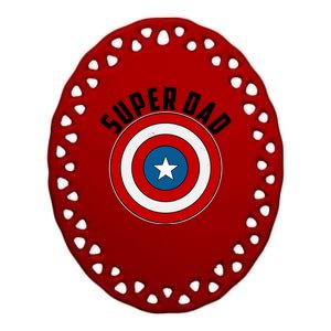 Super Dad Superhero Shield Father's Day Ceramic Oval Ornament