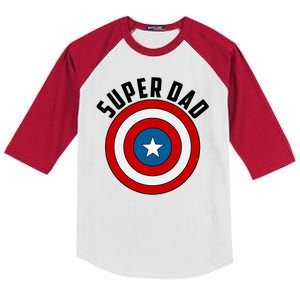 Super Dad Superhero Shield Father's Day Kids Colorblock Raglan Jersey