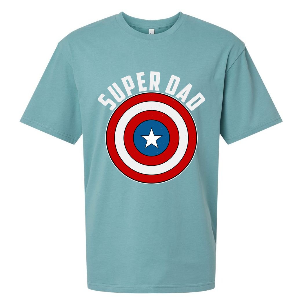 Super Dad Superhero Shield Father's Day Sueded Cloud Jersey T-Shirt