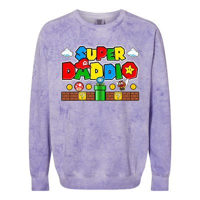 Super Daddio Dad Video Gamer Colorblast Crewneck Sweatshirt