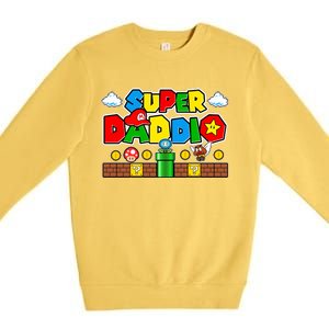 Super Daddio Dad Video Gamer Premium Crewneck Sweatshirt