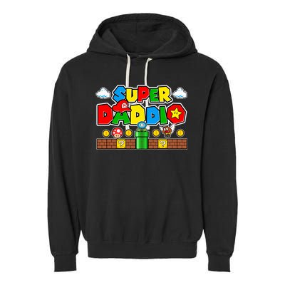 Super Daddio Dad Video Gamer Garment-Dyed Fleece Hoodie