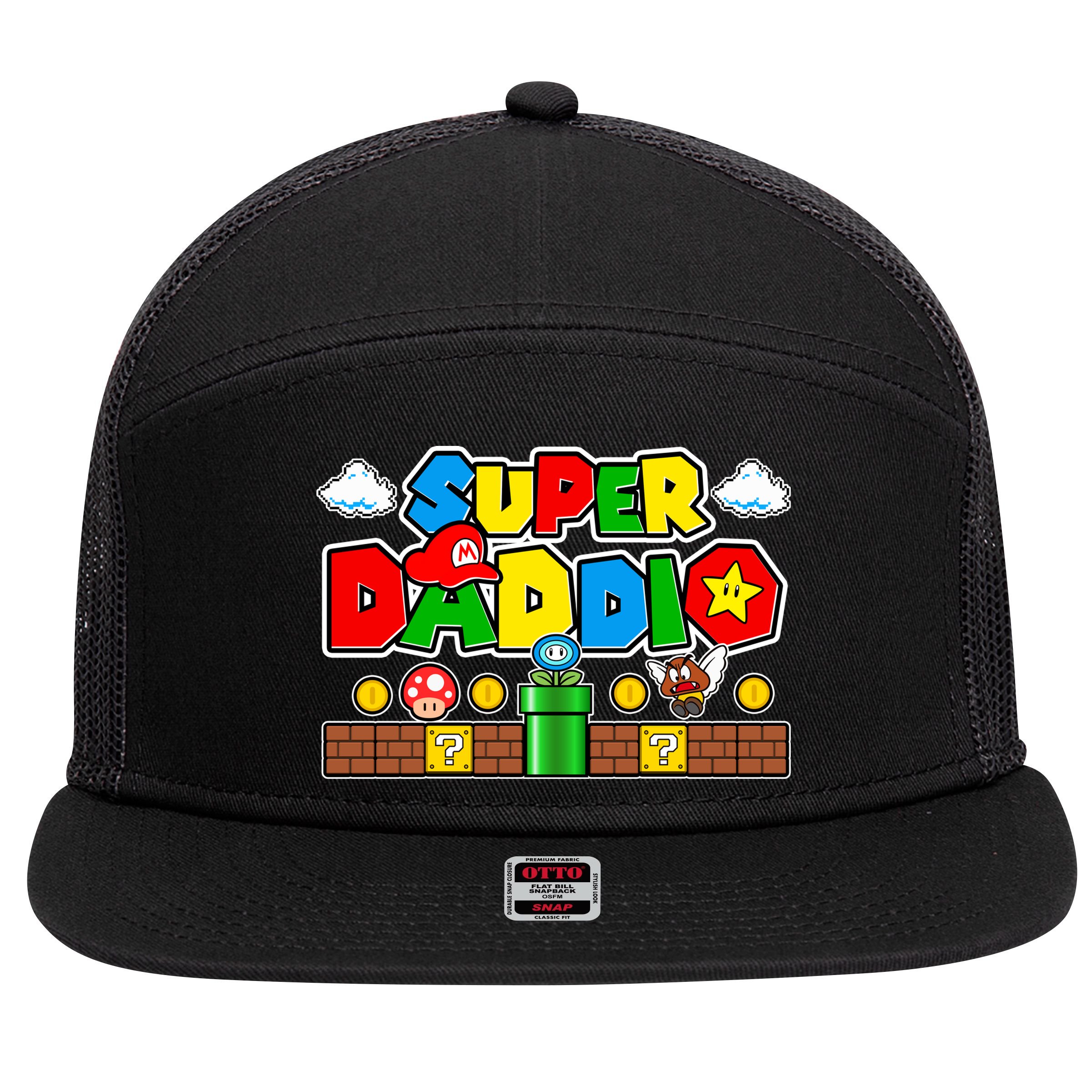 Super Daddio Dad Video Gamer 7 Panel Mesh Trucker Snapback Hat