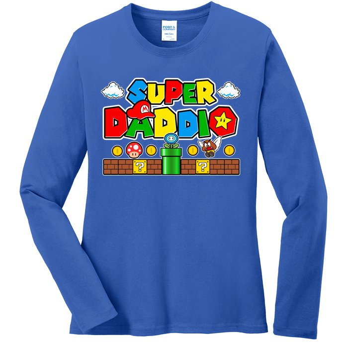 Super Daddio Dad Video Gamer Ladies Long Sleeve Shirt