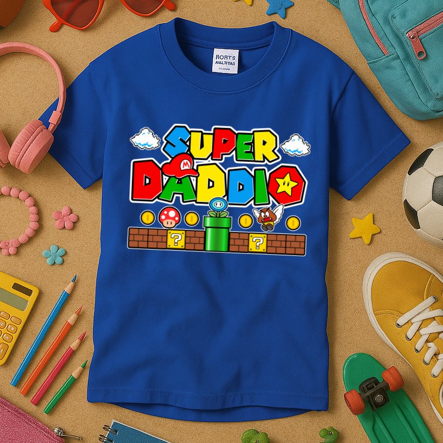 Super Daddio Dad Video Gamer Kids T-Shirt