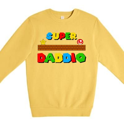 Super Daddio Retro Video Game Premium Crewneck Sweatshirt