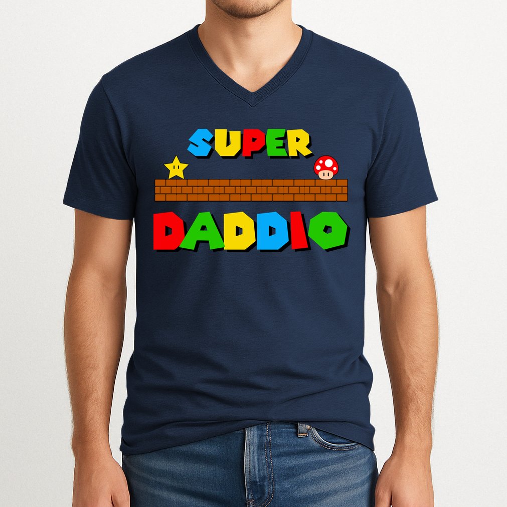 Super Daddio Retro Video Game V-Neck T-Shirt
