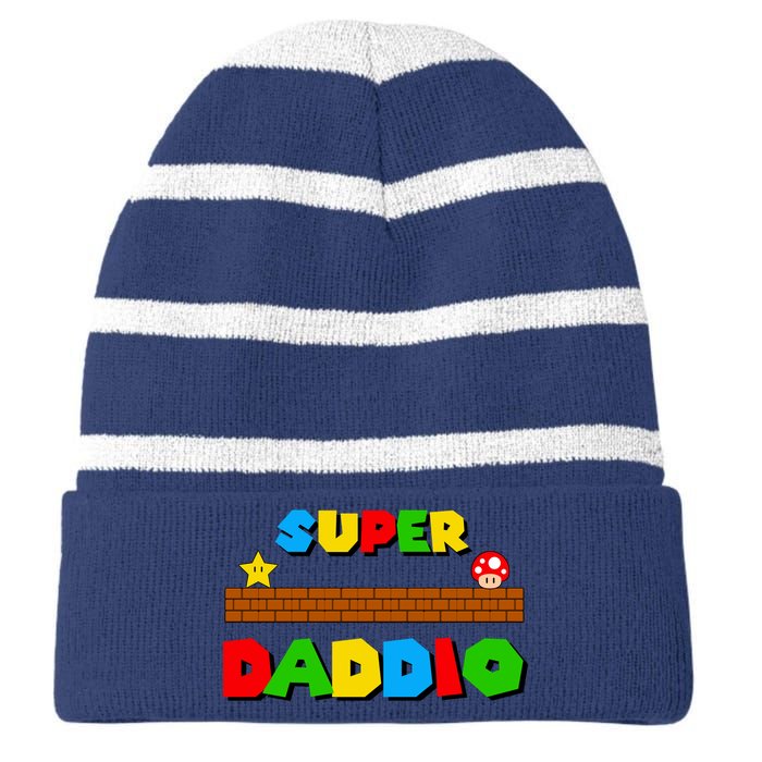 Super Daddio Retro Video Game Striped Beanie with Solid Band