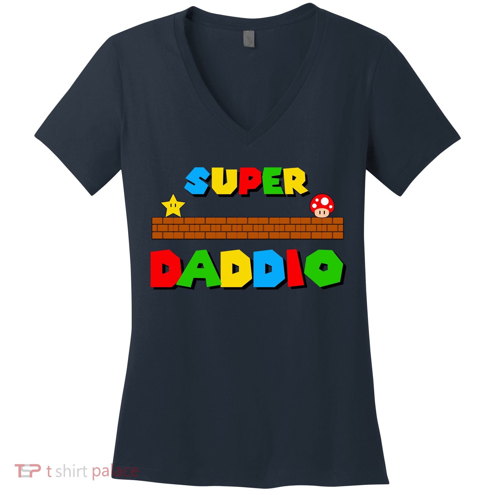 Super Daddio Retro Video Game Women's V-Neck T-Shirt