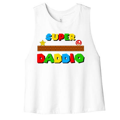 Super Daddio Retro Video Game Women's Racerback Cropped Tank