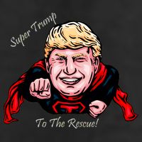 Super Donald Trump To The Rescue 7 Panel Mesh Trucker Snapback Hat