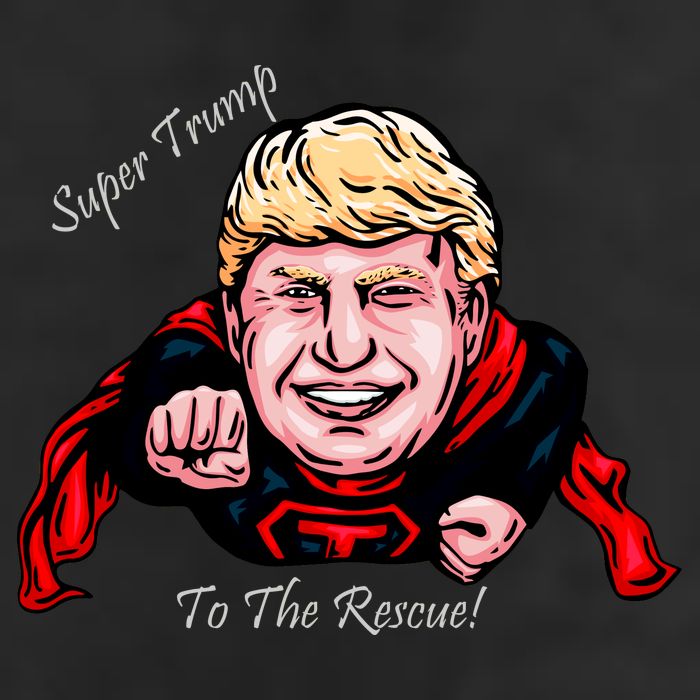 Super Donald Trump To The Rescue 7 Panel Mesh Trucker Snapback Hat