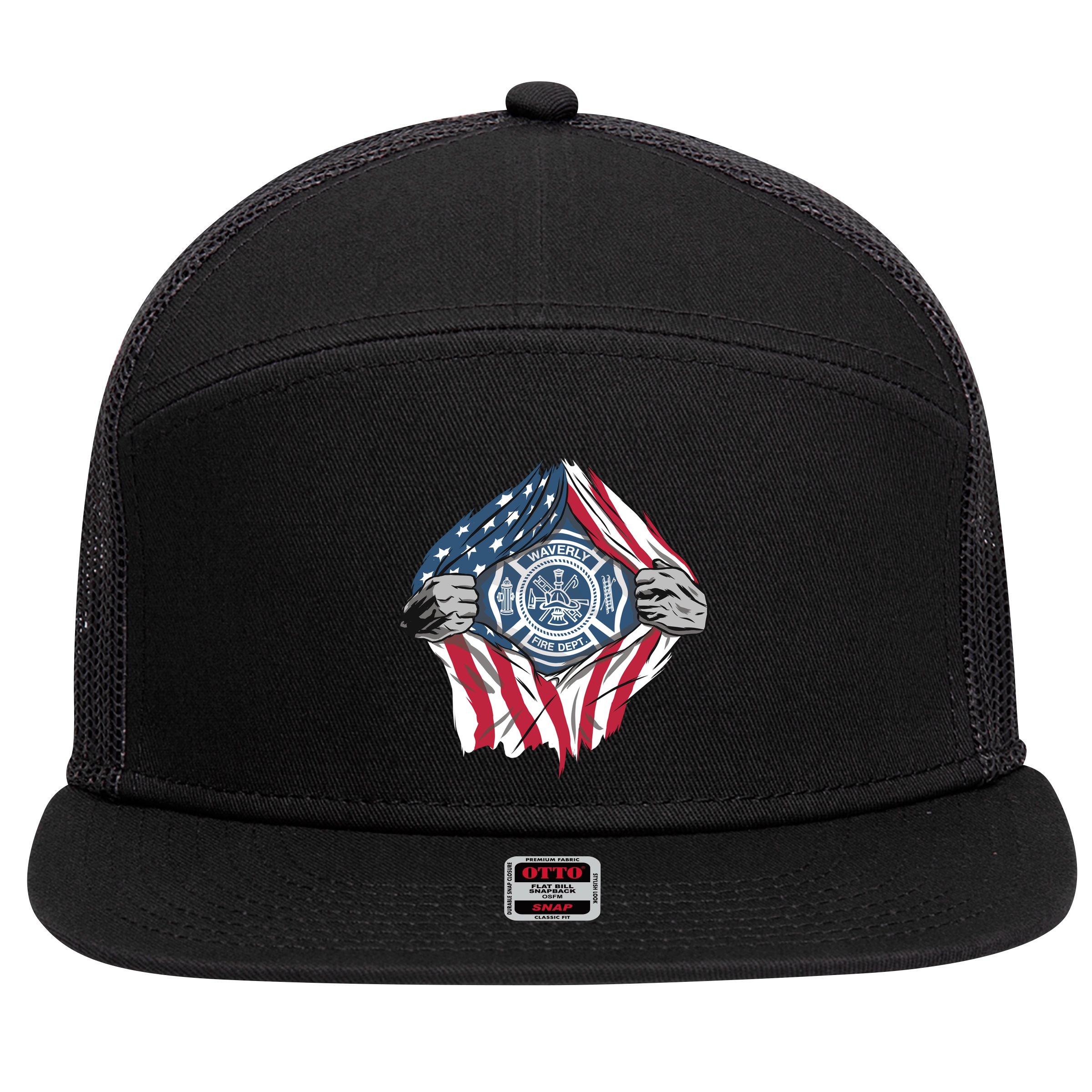 Super Fireman USA 7 Panel Mesh Trucker Snapback Hat