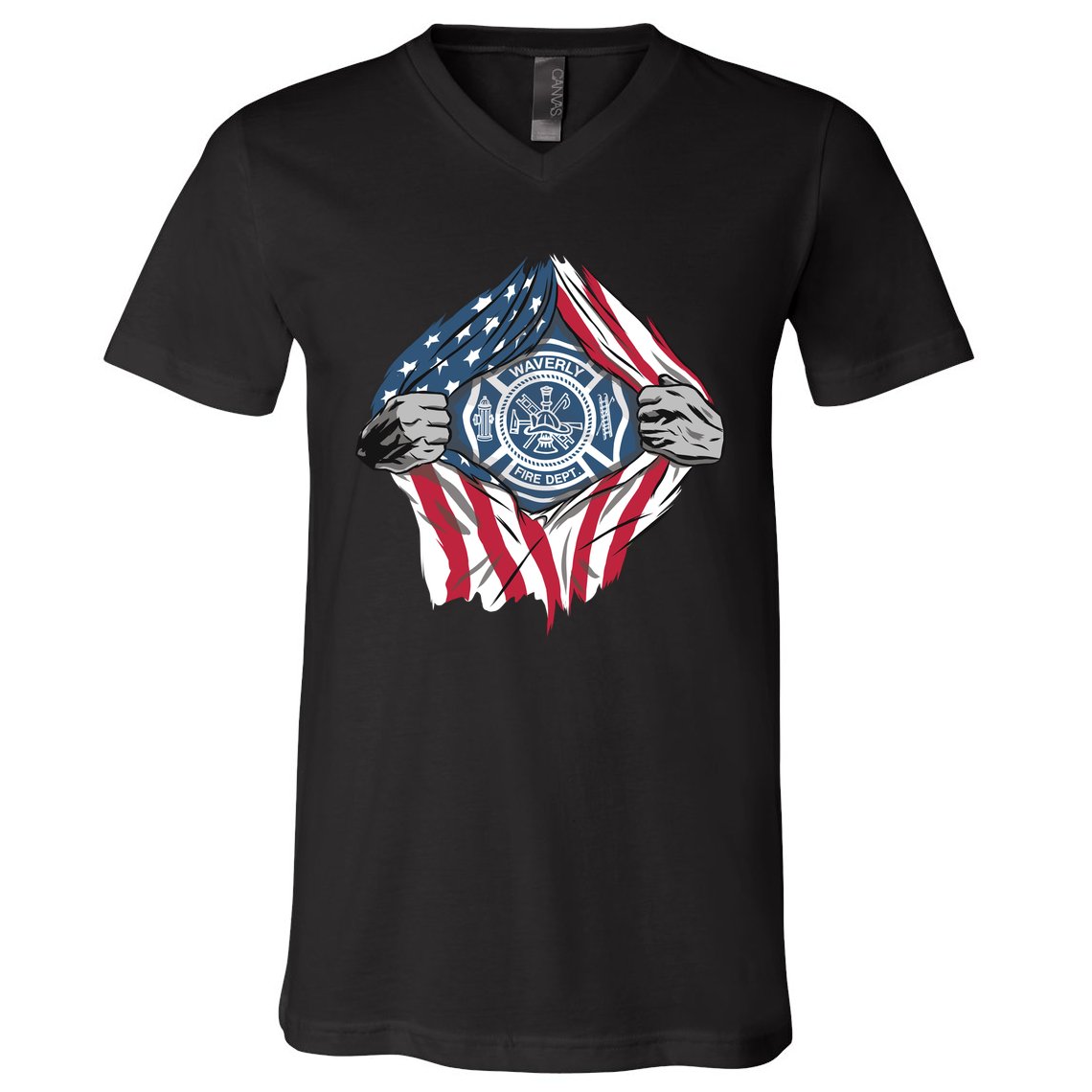 Super Fireman USA V-Neck T-Shirt