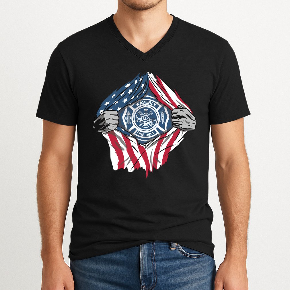 Super Fireman USA V-Neck T-Shirt
