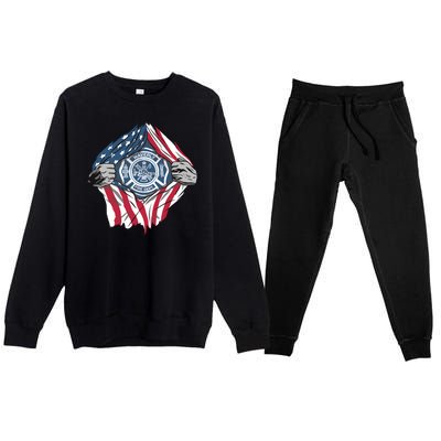 Super Fireman USA Premium Crewneck Sweatsuit Set