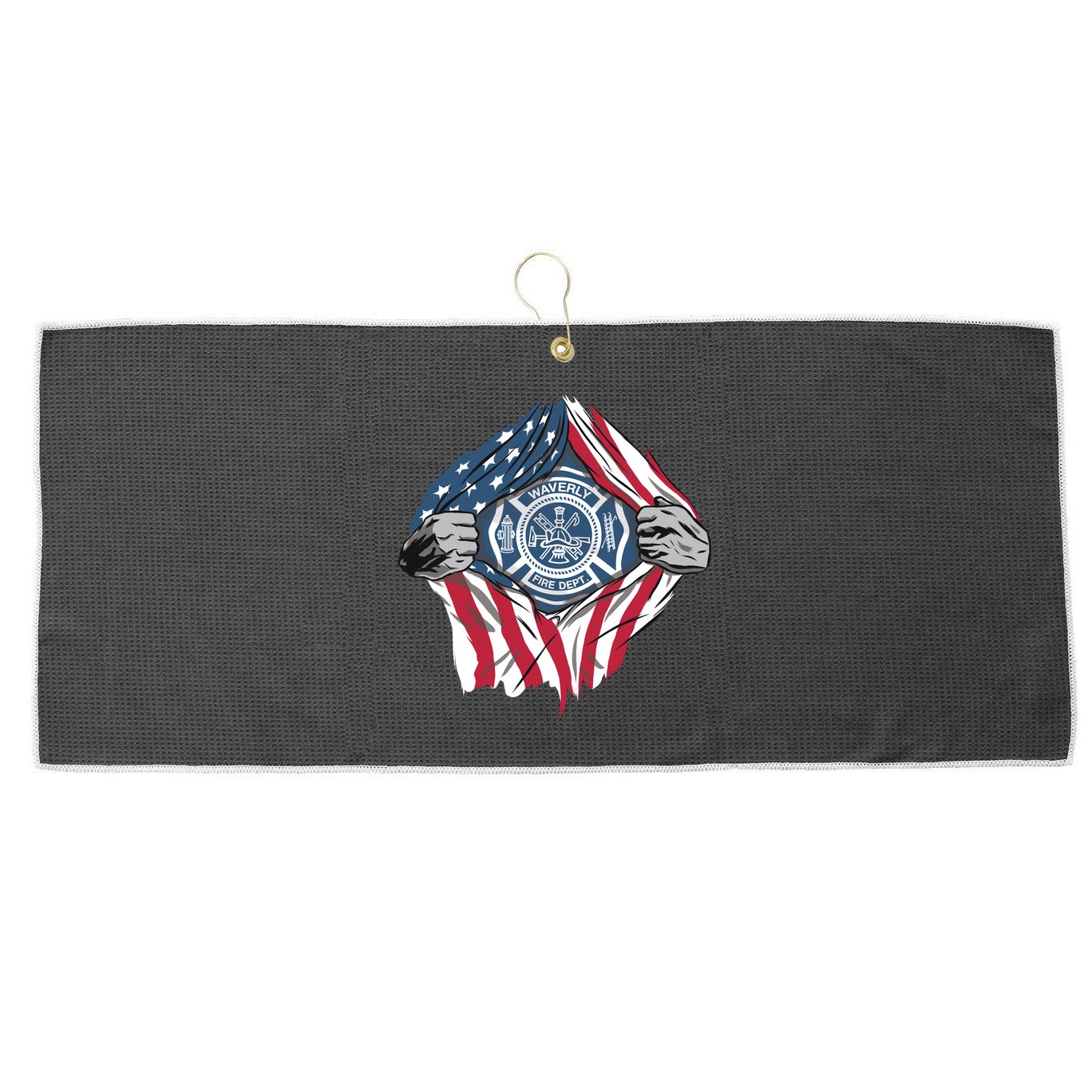 Super Fireman USA Large Microfiber Waffle Golf Towel