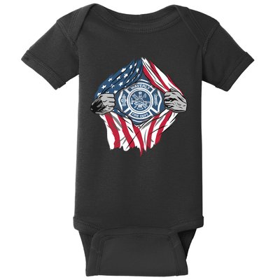 Super Fireman USA Baby Bodysuit
