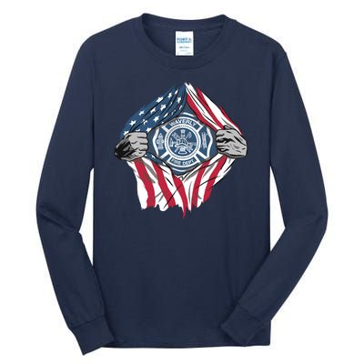 Super Fireman USA Tall Long Sleeve T-Shirt