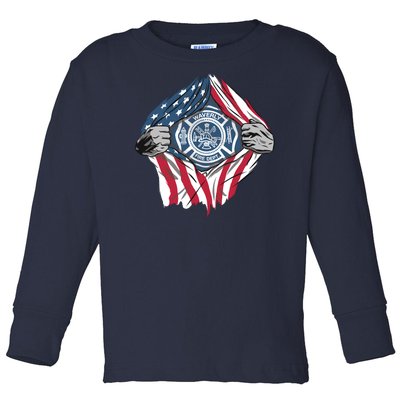 Super Fireman USA Toddler Long Sleeve Shirt