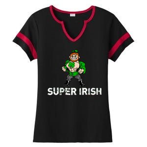 Super Irish Cloverleaf St. Patrick's Day Ladies Halftime Notch Neck Tee