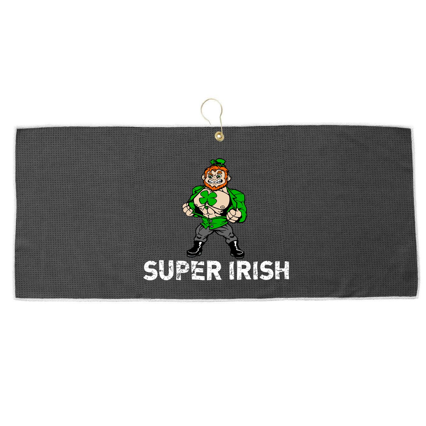 Super Irish Cloverleaf St. Patrick's Day Large Microfiber Waffle Golf Towel