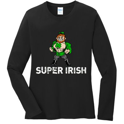 Super Irish Cloverleaf St. Patrick's Day Ladies Long Sleeve Shirt