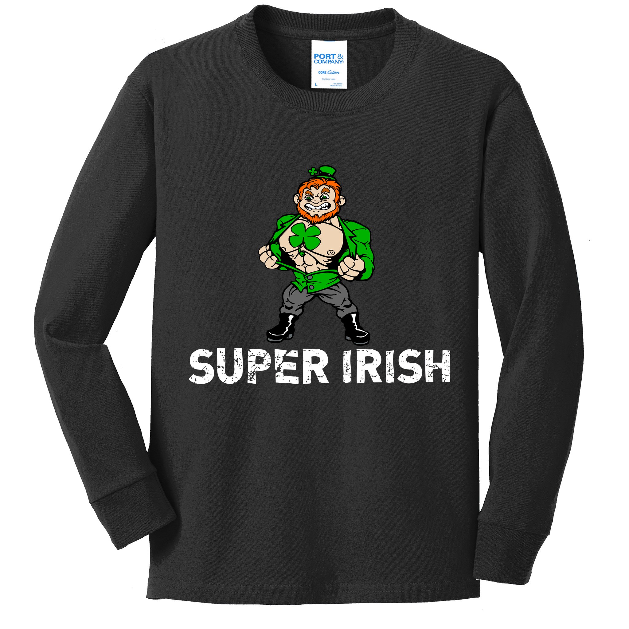 Super Irish Cloverleaf St. Patrick's Day Kids Long Sleeve Shirt