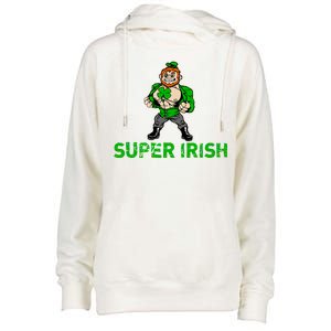 Super Irish Cloverleaf St. Patrick's Day Womens Funnel Neck Pullover Hood