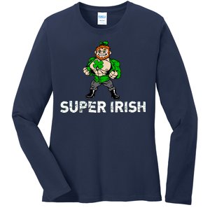 Super Irish Cloverleaf St. Patrick's Day Ladies Long Sleeve Shirt