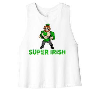 Super Irish Cloverleaf St. Patrick's Day Women's Racerback Cropped Tank