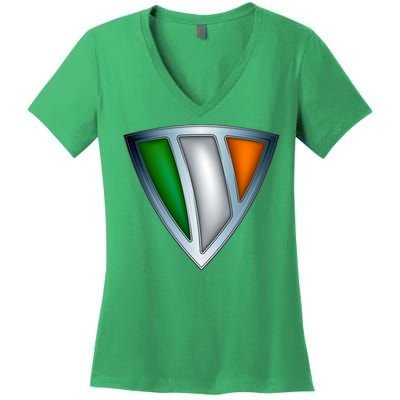 Super Irish Ireland Steel Shield Women's V-Neck T-Shirt