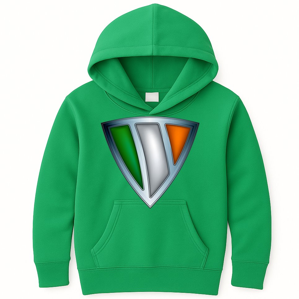 Super Irish Ireland Steel Shield Kids Hoodie