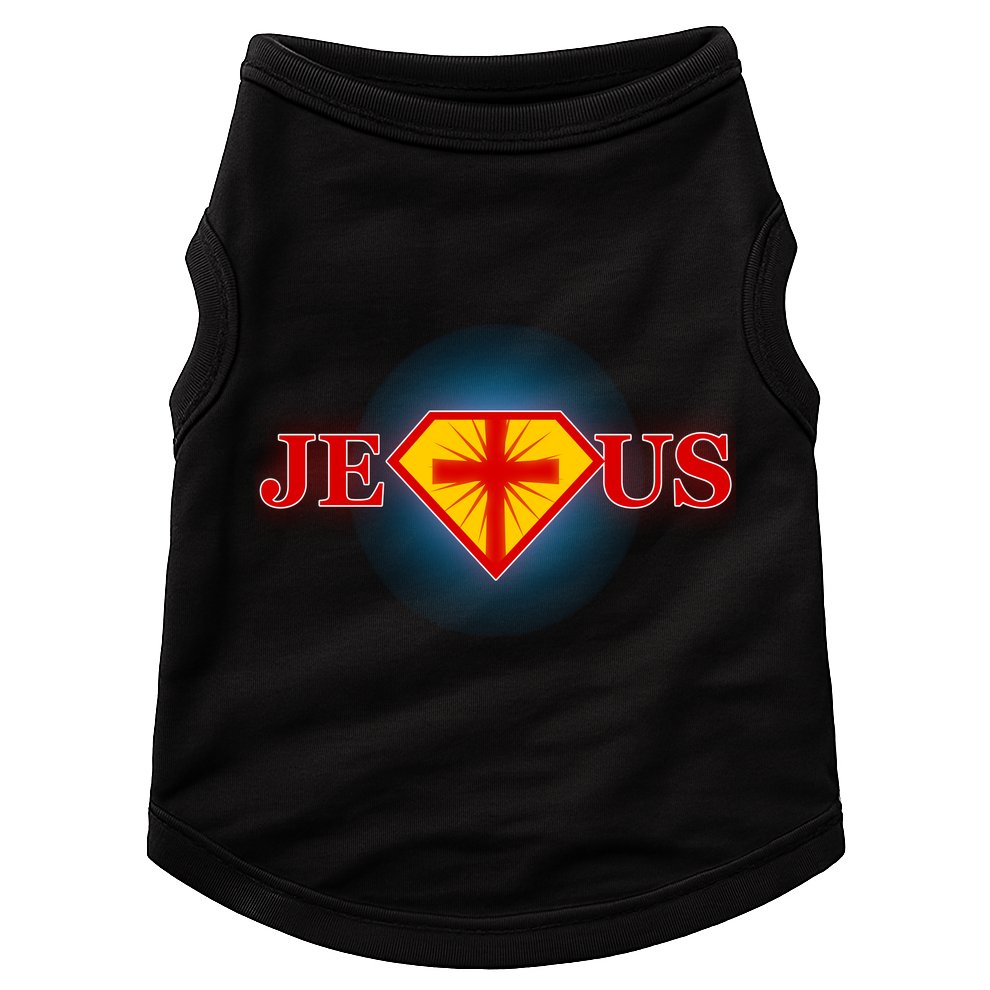 Super Jesus Superhero Comic Logo Doggie Tank
