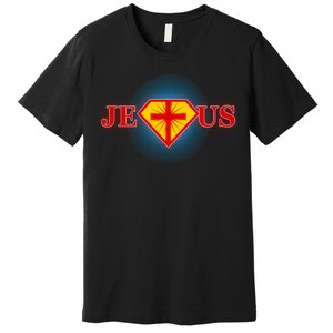 Super Jesus Superhero Comic Logo Premium T-Shirt