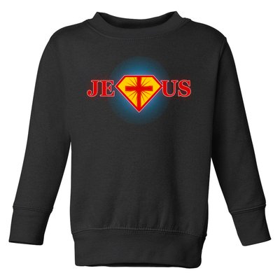 Super Jesus Superhero Comic Logo Toddler Sweatshirt