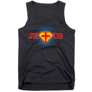 Super Jesus Superhero Comic Logo Tank Top