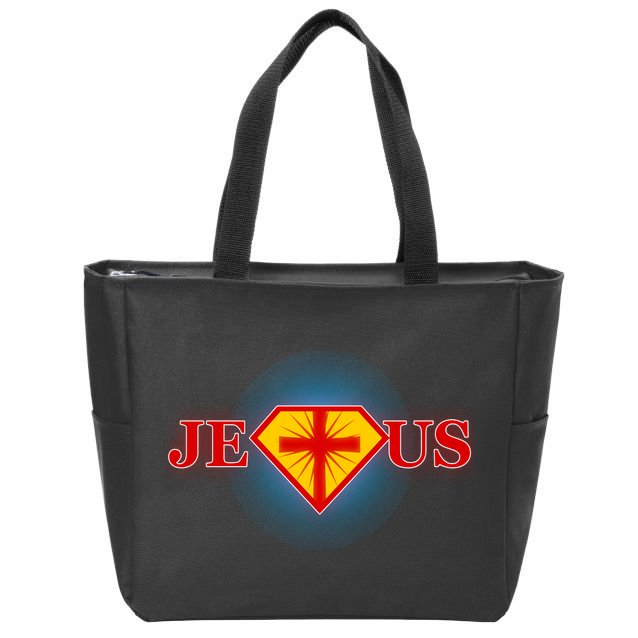 Super Jesus Superhero Comic Logo Zip Tote Bag