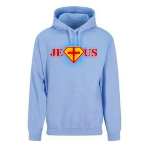 Super Jesus Superhero Comic Logo Unisex Surf Hoodie