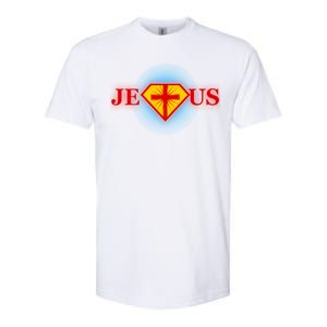 Super Jesus Superhero Comic Logo Softstyle CVC T-Shirt