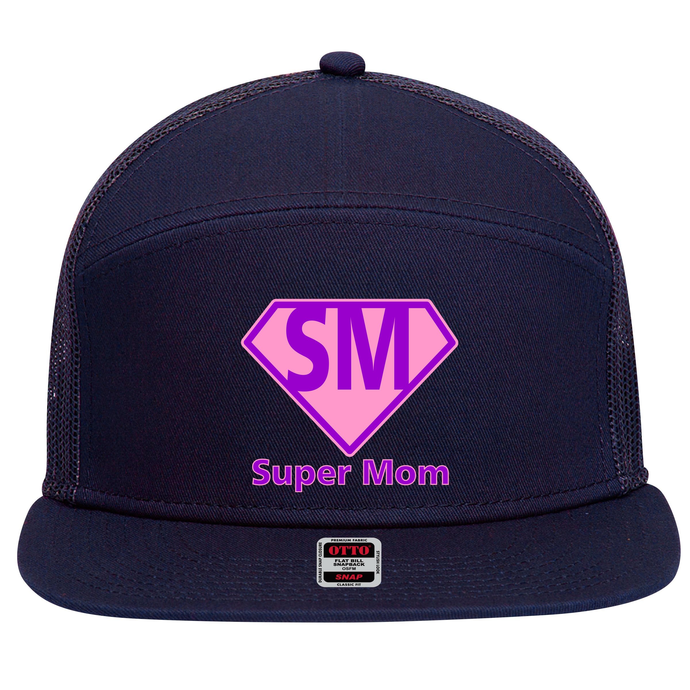 Super Mom 7 Panel Mesh Trucker Snapback Hat