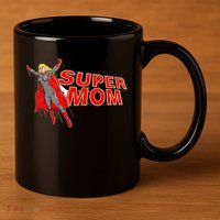 Super Mom Figure 11oz C Handle Ceramic Mug