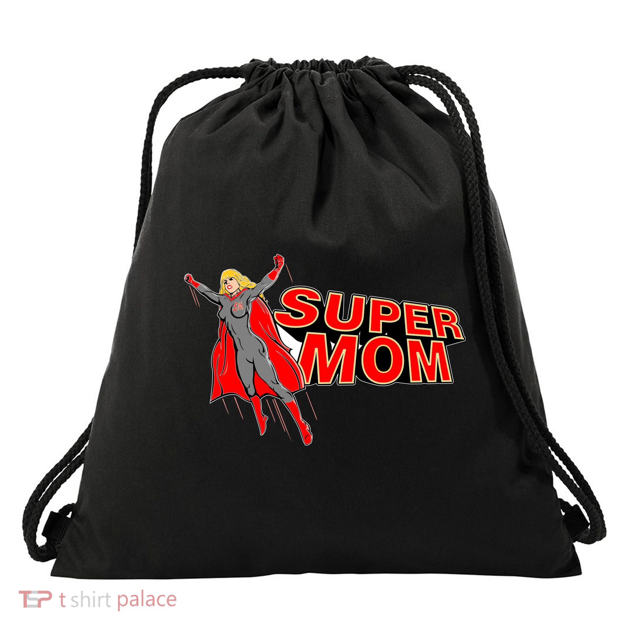 Super Mom Figure Drawstring Bag