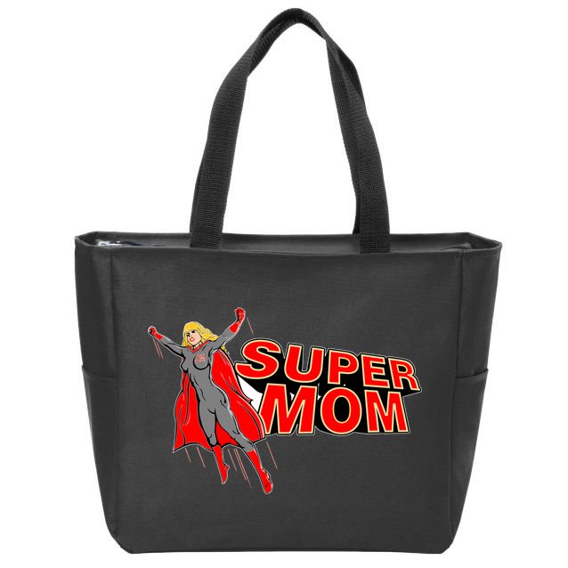 Super Mom Figure Zip Tote Bag