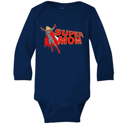 Super Mom Figure Baby Long Sleeve Bodysuit