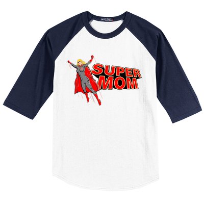 Super Mom Figure Baseball Sleeve Shirt