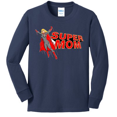 Super Mom Figure Kids Long Sleeve Shirt