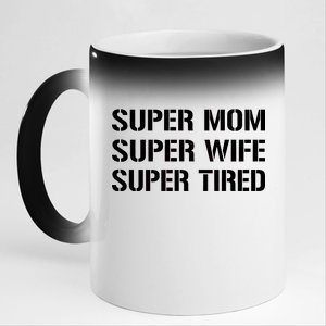 Super Mom Funny Gifts For Mothers 11oz Black Color Changing Mug