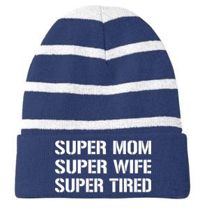 Super Mom Funny Gifts For Mothers Striped Beanie with Solid Band