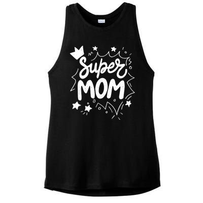 Super Mom Mothers Day Ladies PosiCharge Tri-Blend Wicking Tank